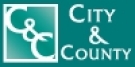 City & County logo with white lettering on a teal background featuring an interlocking C&C design