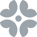 Geometric floral pattern with symmetrical navy blue shapes on a light background