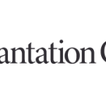 Logo of The Plantation Garden featuring a tower illustration and elegant text in grey tones